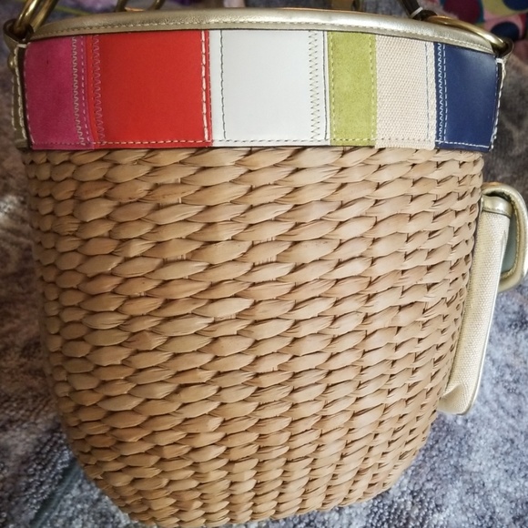 RARE COACH STRAW PATCHWORK BASKET PURSE POCKETBOOK - Picture 6 of 8